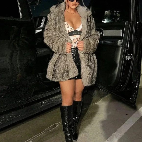 Multicolor Women's Sexy Open Front Fuzzy Coat - Picture 3 of 5